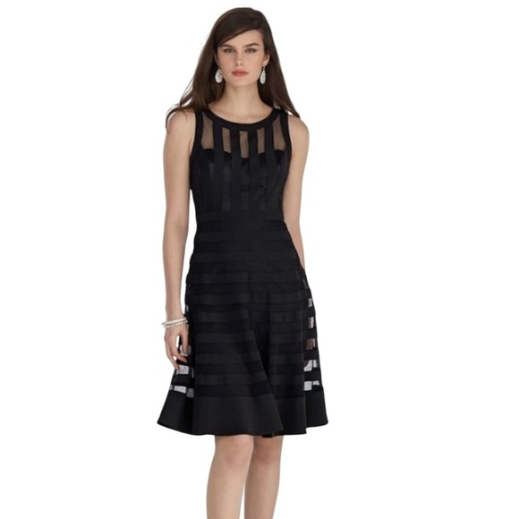 White House Black Market Fit & Flare Dress Sheer Panels Sleeveless Size 2 Nwot - Picture 1 of 9